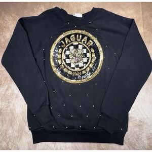 Unique Inner Circle black gold sequin jaguar logo Long sleeve Sweatshirt Size L